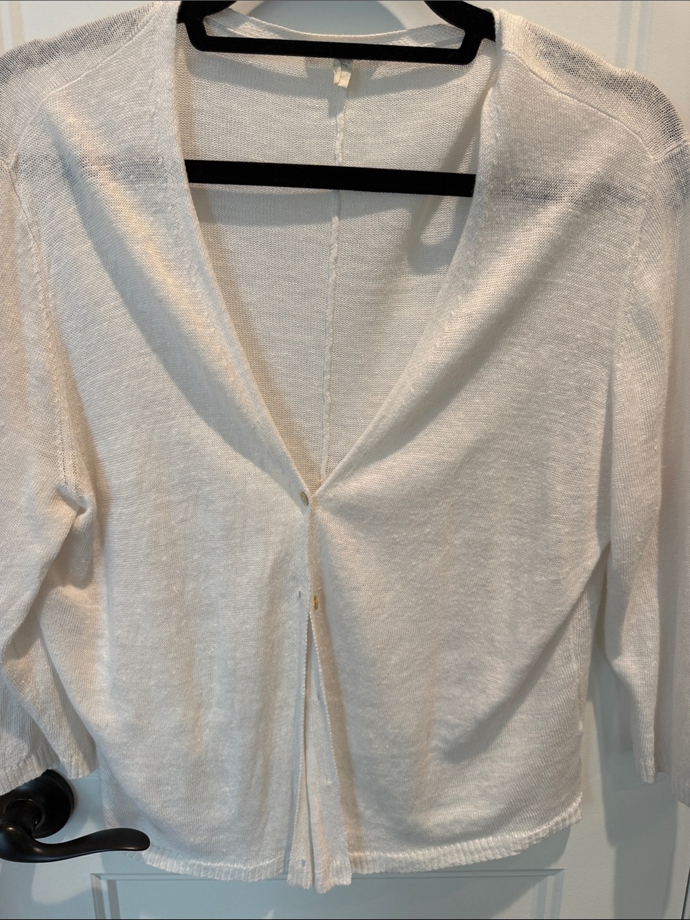 Eileen Fisher- Lightweight White button down Cardigan (L)